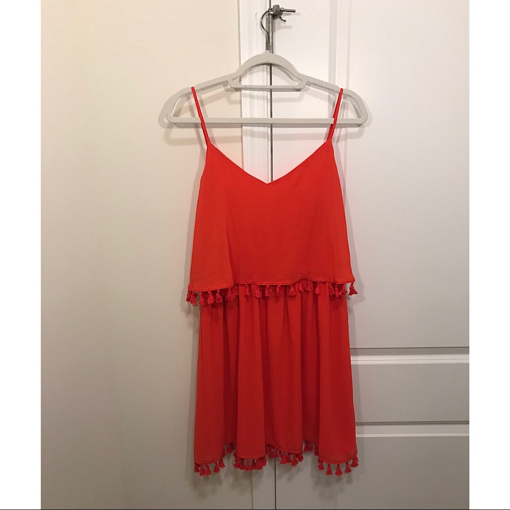 Red Orange Tassel Dress